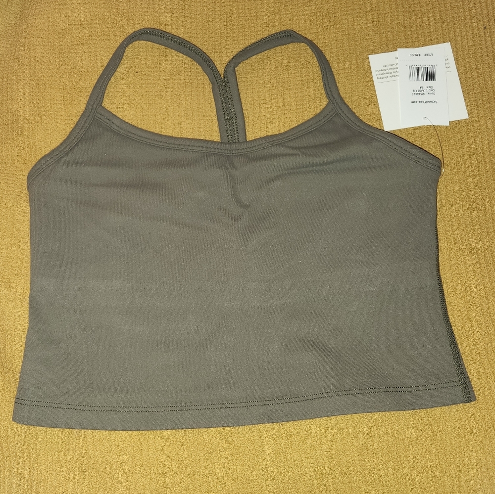 Beyond Yoga Supplex Slim Racerback Cropped Tank Army Green XS